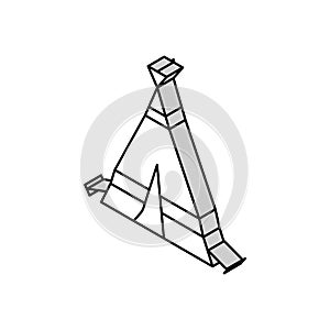 tipi tepee boho isometric icon vector illustration