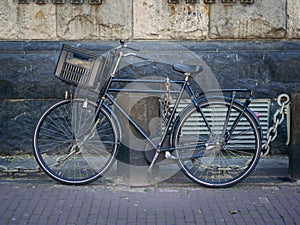Tipical bicycle on Amsterdam street. Holland, Netherlands photo
