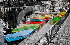 The tipical boats of Campo Grande garden in Lisbon