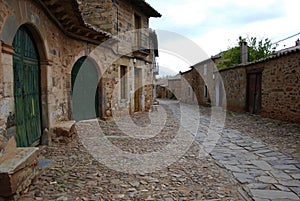 Tipical street made of stone in LeÃ³n. Spain.