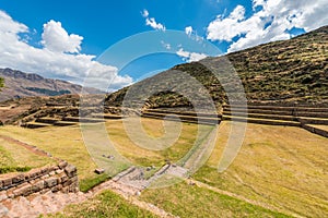 Tipon ruins in the peruvian Andes at Cuzco Peru