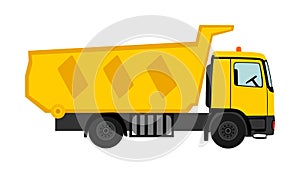 Tipper dump truck vector illustration isolated on white background. Heavy industry vehicle. Truck for moving construction material