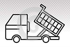 Tipper truck / dump truck - heavy equipment line art icon for apps or websites