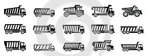 Tipper truck icons set, simple style