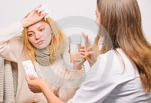 Tips how to get rid of cold. Recognize symptoms of cold. Remedies should help beat cold fast. Woman consult with doctor