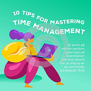 Tips for mastering time management, banner vector