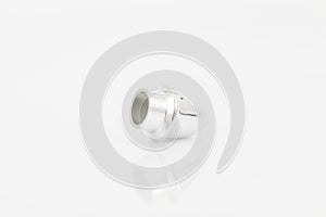 Tips silvery for curtain poles on white background