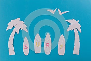 TIps of surf board on the beach