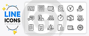 Tips, Technical algorithm and Quick tips line icons. For web app. Vector
