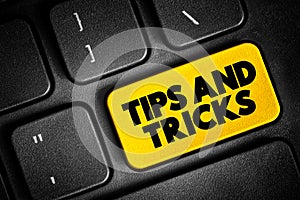 Tips And Tricks text button on keyboard, concept background