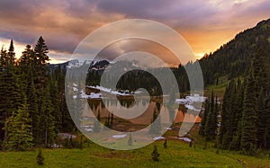 Tipsoo Lake at Sunset in Mt Rainier NP