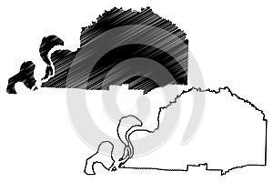 Tipton County, State of Tennessee U.S. county, United States of America, USA, U.S., US map vector illustration, scribble sketch