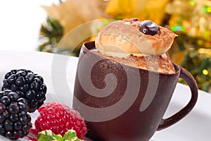 Tiramisu cake in chocolate cup