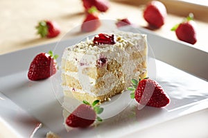 Tiramisu cake with strawberry