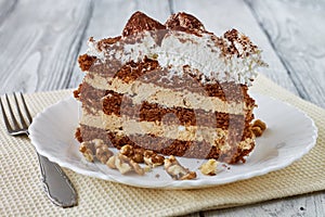 Tiramisu cake with walnuts