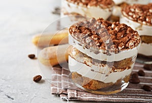 Tiramisu dessert in a glass