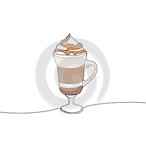 Tiramisu Frappucino Coffee One Line Art