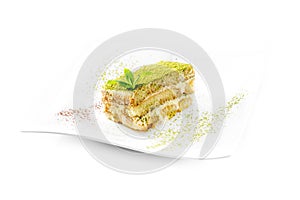 Tiramisu with green tea powder