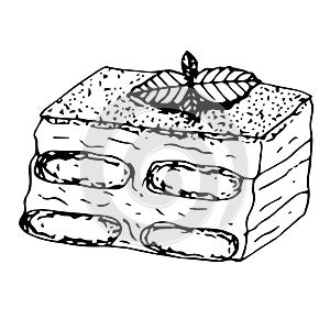 Tiramisu vector illustration, hand drawing sketch