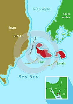 Tiran and Sanafir islands deal between Egypt and Saudi Arabia. Transfer of two islands to KSA. Editable Clip Art. photo