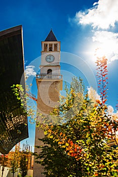 TIRANA, ALBANIA: Clock Tower in the city center in Tirana.