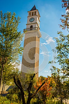TIRANA, ALBANIA: Clock Tower in the city center in Tirana.