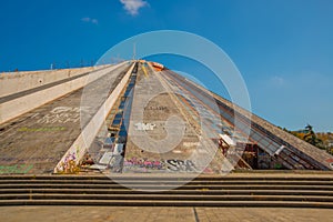 TIRANA, ALBANIA: Pyramid of memory, one of the historical symbols of Tirana. photo