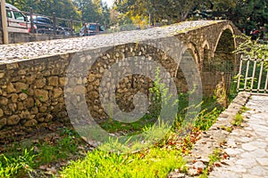 TIRANA, ALBANIA: Tabak bridge or Bridge of the Tanners a ottoman stone arch bridge built in the 18th century.