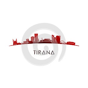 Tirana skyline silhouette.