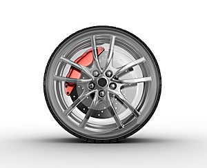 Tire and alloy wheel - 3d render photo