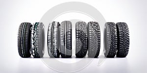 tire automobile object tyre wheel rubber background garage auto car isolated. Generative AI.