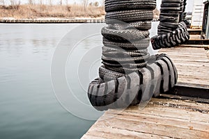 Tire Bumpers on a Boat Dock