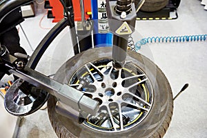 Tire changer wheel on exhibition