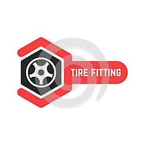 Tire fitting logo with wrench