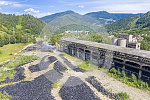 Tire landfill aerial view of stacks