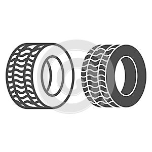 Tire line and glyph icon. Automobile wheel vector illustration isolated on white. Car tyre outline style design