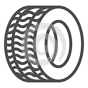 Tire line icon. Automobile wheel vector illustration isolated on white. Car tyre outline style design, designed for web