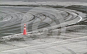 Tire marks on road track