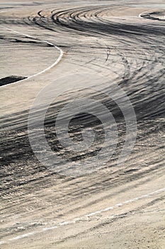 Tire marks on road track