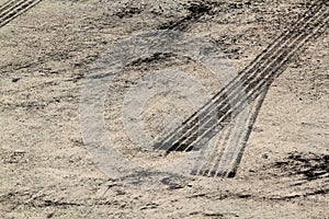 Tire marks on road track