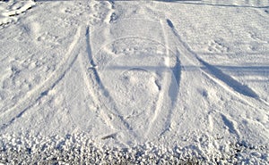 Tire marks on the snow