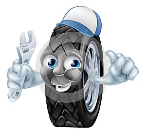 Tire mechanic cartoon character