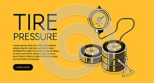 Tire pressure car auto service vector illustration