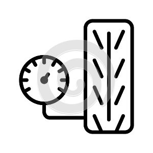 Tire pressure gauge icon. Car wheel with manometer. Isolated icon on white background, auto service, car repair