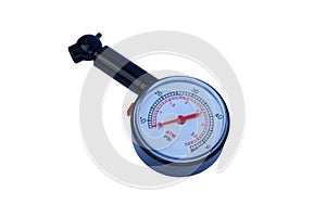 Tire Pressure Gauge,Plastic tyre-pressure gauge on white background