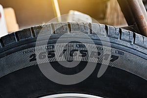 Tire size and specification on the sidewall