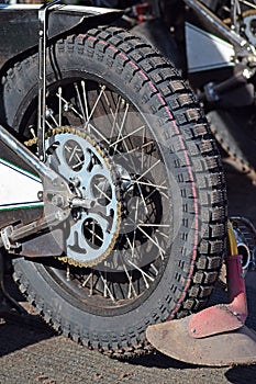 Tire of a speedway motorcycle