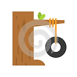Tire swing vector, Summer Holiday related flat icon