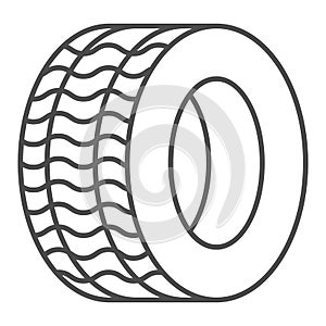 Tire thin line icon. Automobile wheel vector illustration isolated on white. Car tyre outline style design, designed for