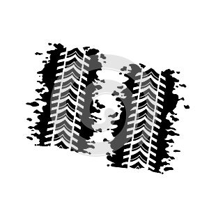 Tire track prints icons, mudding vector illustration isolated on white photo